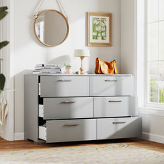 6 Drawer Storage Cabinet with Metal Legs Handles with Anti-Toppling Devices