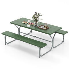 6 Feet Picnic Table Bench Set with HDPE Tabletop for 8 Person
