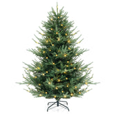 6/7/8 Feet Pre-Lit Artificial Christmas Tree with Warm White LED Lights and Branch Tips