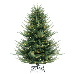 6/7/8 Feet Pre-Lit Artificial Christmas Tree with Warm White LED Lights and Branch Tips