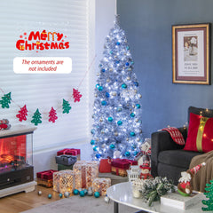 6/7 FT Pre-Lit Artificial Christmas Tree with Cool-White LED Lights Black and White