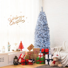 6/7 FT Pre-Lit Artificial Christmas Tree with Cool-White LED Lights Black and White