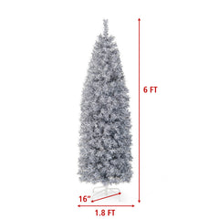 6/7 FT Pre-Lit Artificial Christmas Tree with Cool-White LED Lights Black and White