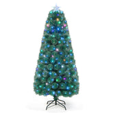 5/6/7 FT Pre-Lit Fiber Optic Christmas Tree with 148/185/226 Multi-Color LED Lights and Top Star Light
