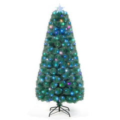 5/6/7 FT Pre-Lit Fiber Optic Christmas Tree with 148/185/226 Multi-Color LED Lights and Top Star Light
