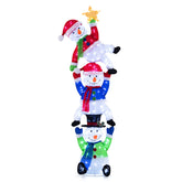 6 FT Pre-Lit Stacked Snowman Set with 155 LED Lights and Ground Stakes