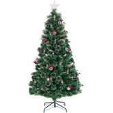 5/6/7 Feet Artificial Christmas Tree with Red Berries and Kerosene Lamps