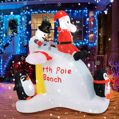 6 Feet Christmas Inflatable with Blow up Penguins and Santa Decoration
