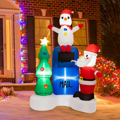 6 Feet Lighted Christmas Inflatable Mailbox Santa Claus Snowman Christmas Tree