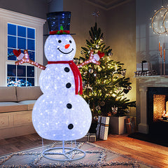 6 Feet Pre-Lit Christmas Snowman with Built-in Lights and Black Hat