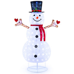 6 Feet Pre-Lit Christmas Snowman with Built-in Lights and Black Hat