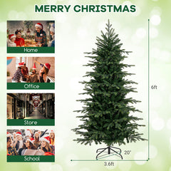6/7.5/9 Feet Pre-Lit Artificial Christmas Tree with Warm White LED Lights