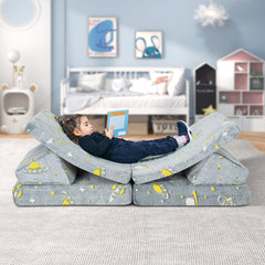 6 PCS Kids Play Couch with 4 Base Cushions and 2 Backrest Cushions
