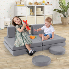 6 Pieces Modular Kids Play Couch Set with Washable Covers for Living Room Playroom