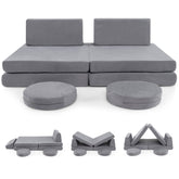 6 Pieces Modular Kids Play Couch Set with Washable Covers for Living Room Playroom