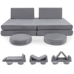 6 Pieces Modular Kids Play Couch Set with Washable Covers for Living Room Playroom