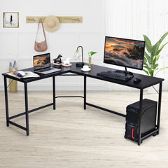 L-Shaped Corner Computer Desk with CPU Stand and Spacious Surface