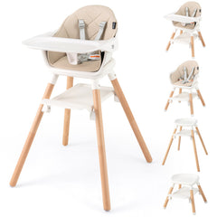 6 in 1 Convertible Highchair with Safety Harness and Removable Tray