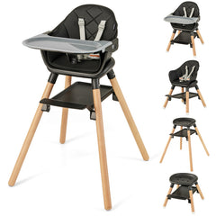 6 in 1 Convertible Highchair with Safety Harness and Removable Tray