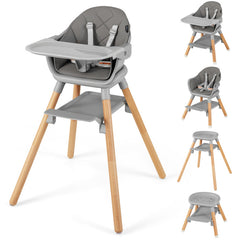 6 in 1 Convertible Highchair with Safety Harness and Removable Tray