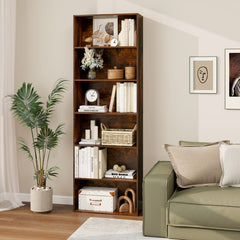 6-Tier Bookcase with 6 Open Shelves and Anti-Toppling Kits
