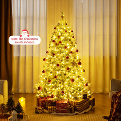 6/7.5/9 FT Artificial Christmas Tree Pre-Lit Hinged Holiday Tree with 360° Quick Power Connector