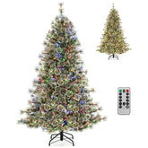 6/7.5/9 FT Artificial Christmas Tree Pre-Lit Hinged Holiday Tree with 360° Quick Power Connector