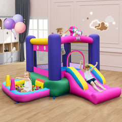 6-in-1 Bouncy Castle Inflatable Bounce House with Slide and Ball Pit with 480W Blower