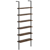 6-tier Ladder Shelf 72 Inches Industrial Wall Mounted Bookshelf