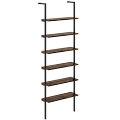 6-tier Ladder Shelf 72 Inches Industrial Wall Mounted Bookshelf