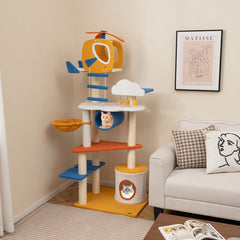 70 Inch Tall Aviation-themed Cat Tree with Helicopter Top Perch and Platforms