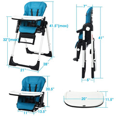 4-in-1 High Chair–Booster Seat with Adjustable Height and Recline In Navy