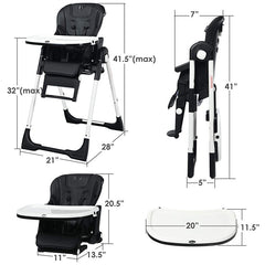 4-in-1 High Chair–Booster Seat with Adjustable Height and Recline In Black