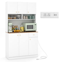 71 Inch Tall Pantry Cabinet with Outlets for Dining Room