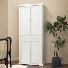72 Inch Freestanding Kitchen Pantry Cabinet 4 Doors Storage Cupboard Shelves Drawer