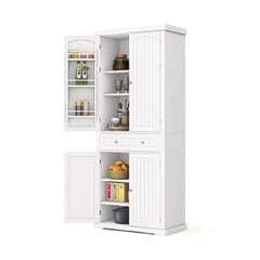 72 Inch Freestanding Kitchen Pantry Cabinet 4 Doors Storage Cupboard Shelves Drawer