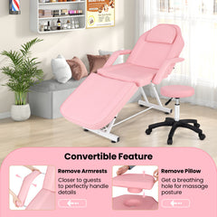 73 Inch Facial Chair Set with Removable Headrest Detachable Armrests and Towel Rack