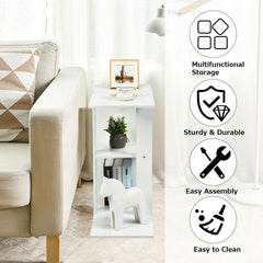 3-Tier Narrow Side Table with Storage Shelf
