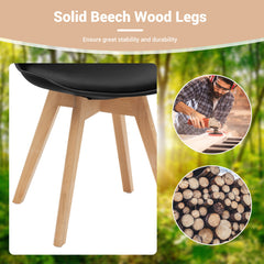 Set of 4 Modern High Backrest Dining Chairs with Wooden Legs