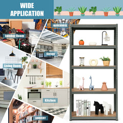 2 Pieces 5-Tier Metal Storage Shelves with Adjustable Shelves