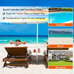 7.2 Feet Portable Outdoor Beach Umbrella with Sand Anchor and Tilt Mechanism