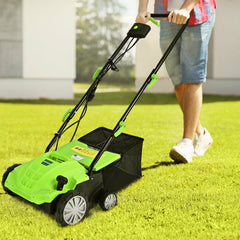 13 Inch 12 Amp Electric Scarifier with Collection Bag and Removable Blades