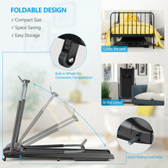 Compact Folding Treadmill with Touch Screen APP Control