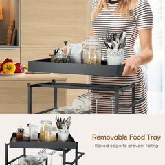 Kitchen Island Cart on Wheels with Removable Top and Wine Rack