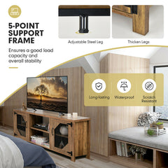 TV Stand for TVs up to 65-Inch with 2 Metal Mesh Doors and Ad