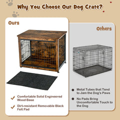 Wooden Dog Crate Furniture with Double Door and Tray