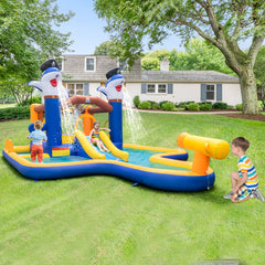 7-In-1 Water Slide Park with Splash Pool and Water Cannon with 680W Blower