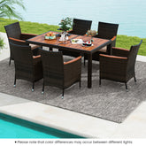 7 Pieces Garden Dining Patio Rattan Set with Cushions for Backyard