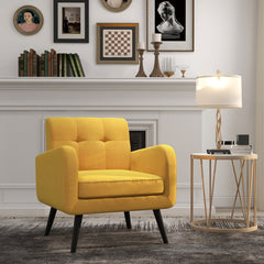 Modern Upholstered Comfy Accent Chair with Rubber Wood Legs
