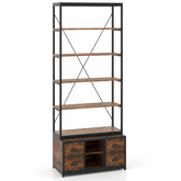 8-tier Bookshelf with 4 Fabric Drawers and Heavy-duty Metal Frame